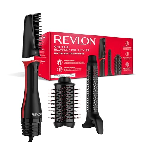 مولتی استایلر تک مرحله ای دمش خشک کن Revlon - 3 در 1 خشک، فر و حجم دهنده با 3 اتصال - سر جداشدنی، بیگودی، خشک کن، استایلر، 4 تنظیمات - بیگودی جریان هوا 360 - RVDR5333 مشکی