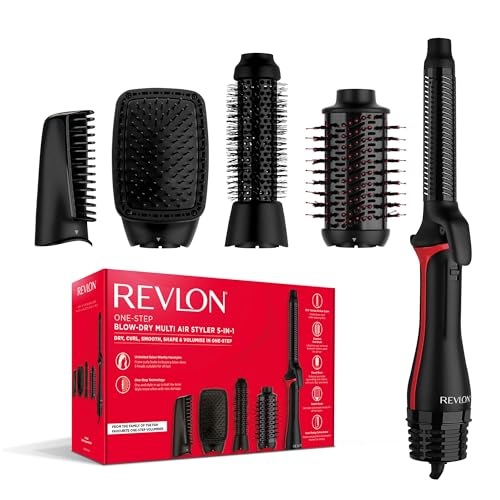 REVLON One-StepTM Blow-Dry Multi Air Styler 5-in-1 (سرهای جداشدنی، بیگودی، خشک کن، حجم دهنده، حالت دهنده و تقویت کننده شکل). RVDR5370 | سرهای قابل جابجایی، ضمیمه حلقهدار، خشککن، حجمدهنده، استایلر، شکلدهنده