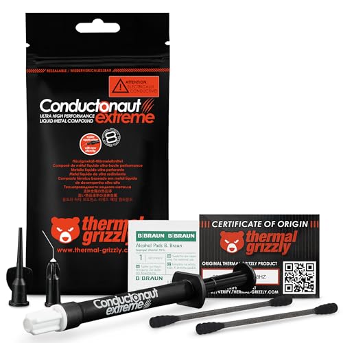 Thermal Grizzly Conductonaut - خمیر حرارتی ترکیبی فلز مایع با کارایی بالا برای خنک کننده برتر CPU/GPU/کنسول - ساخت آلمان (Extreme 5 گرم)