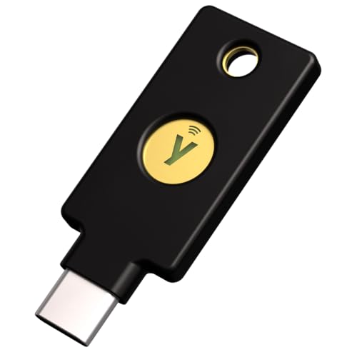 Yubico - کلید امنیتی C NFC - سیاه - کلید امنیتی احراز هویت دو مرحلهای (2FA)، اتصال از طریق USB-C یا NFC، دارای گواهی FIDO U2F/FIDO2