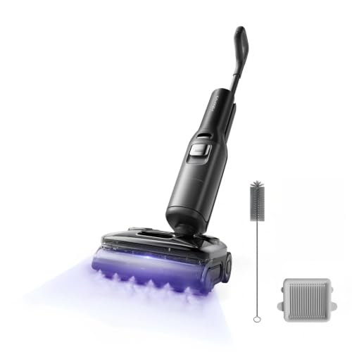 جاروبرقی Roborock F25 Ultra Wet Dry، مکش 22000Pa، زمان کار 75 دقیقه، بخار 356 درجه فارنهایت و جارو شارژی تمیزکننده دمای بالا 187 درجه فارنهایت، خودتمیزشوندگی 194 درجه فارنهایت، 180 درجه تخت خواب با نور آبی و نور آبی